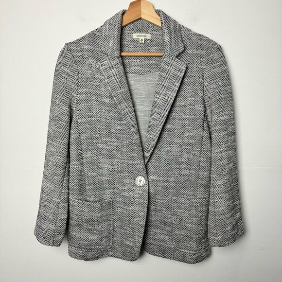 Max Studio Gray Blazer with Black Stitching Design Business Casual Size Medium - Picture 2 of 7